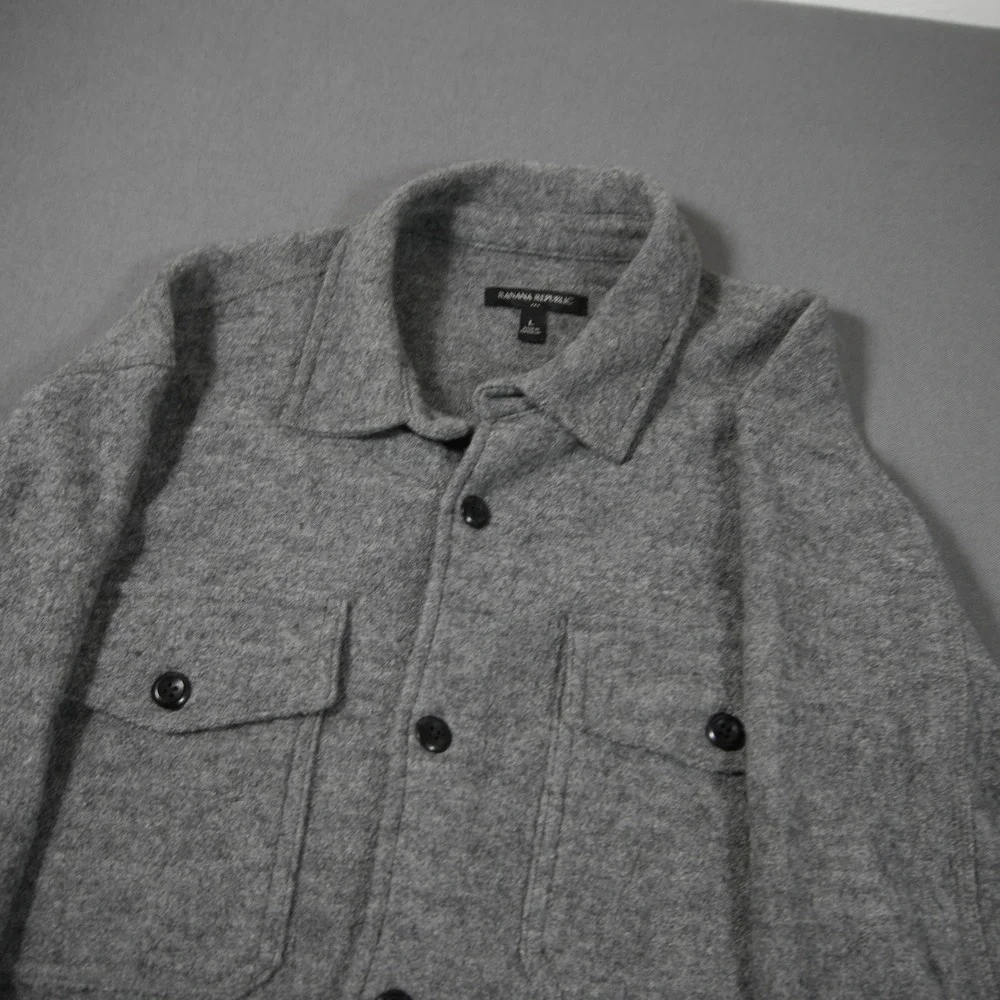 Banana Republic Boucle Wool Rayon Men Shirt Jacket L Overshirt Lightweight Cabin